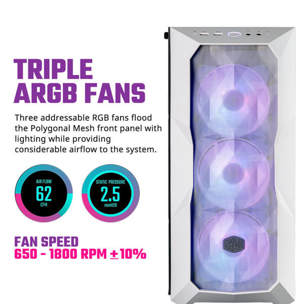 Cooler Master MasterBox TD500 Mesh White ARGB E-ATX Mid Tower Case